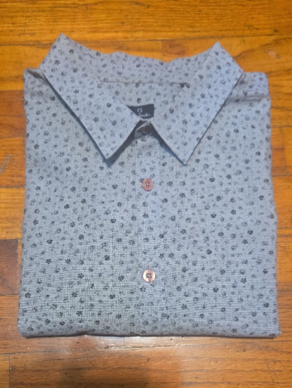 Paul Smith AOP Floral Size XL Charcoal  Print Long Sleeve Button Up